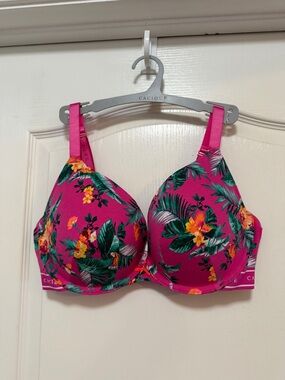 Lane Bryant Cacique Cotton boost plunge bra 38DD Underwire pink color